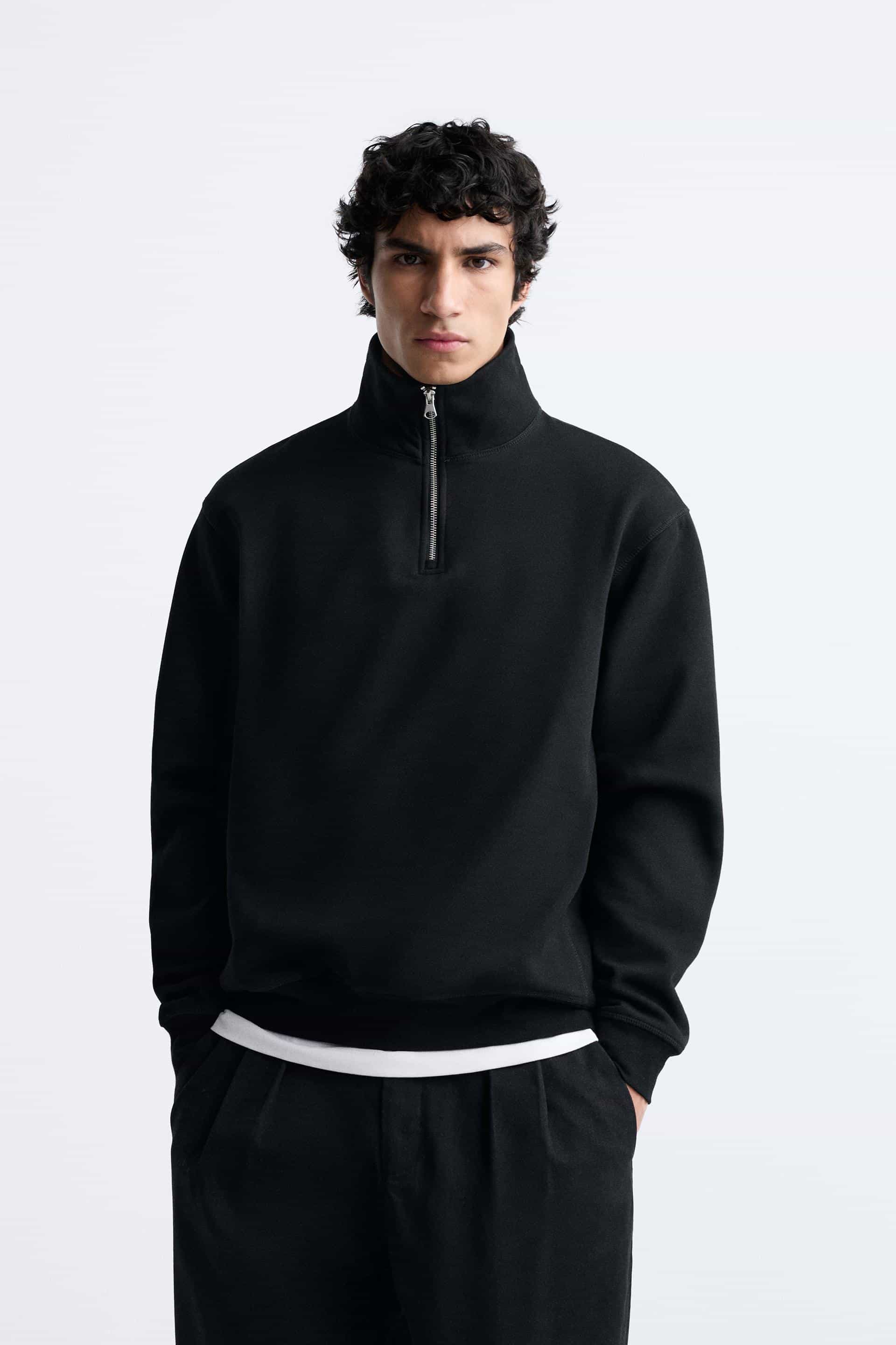FERMUARLI YAKA SWEATSHIRT